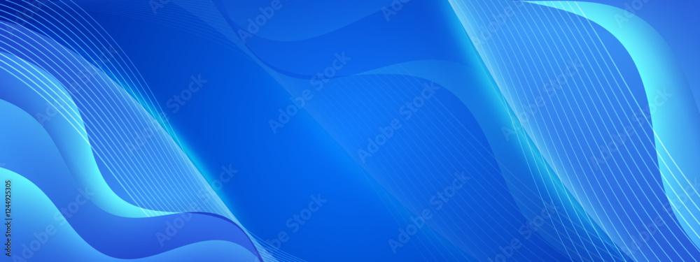 Obraz premium Blue gradient geometric background suitable for presentations, digital designs, and creative projects with abstract flowing lines and a modern aesthetic.