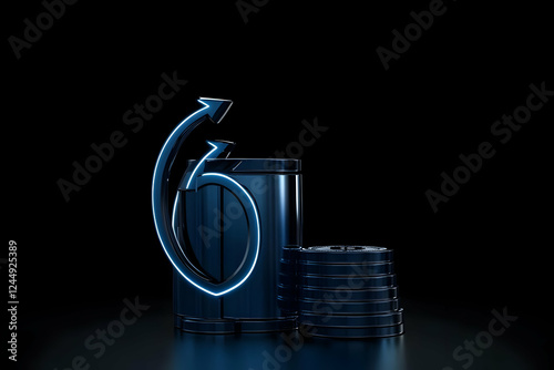 3D Render of a Metallic Cyl...