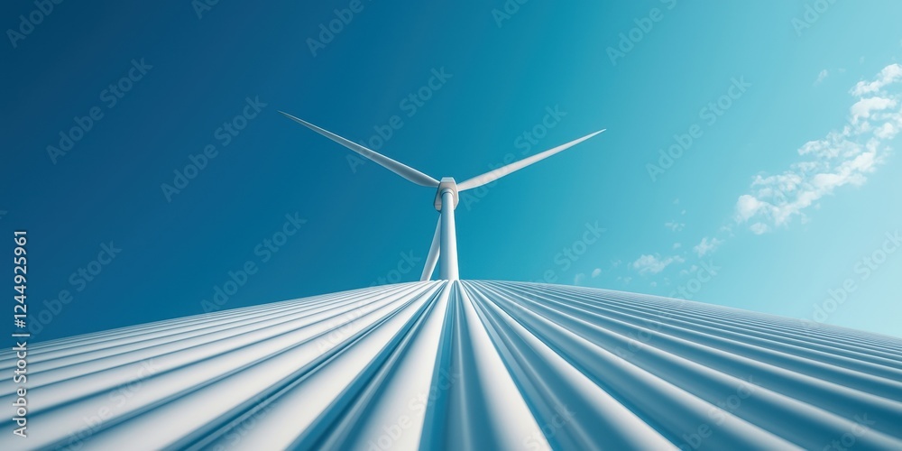 Obraz premium Viewpoint of Wind Turbine Against Clear Blue Sky