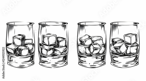 Four Glasses Filled with Ic...