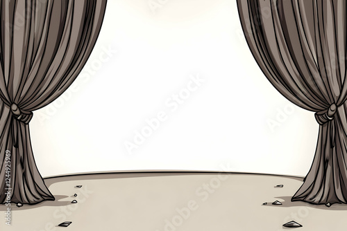 Drawn Stage Curtains Open o...