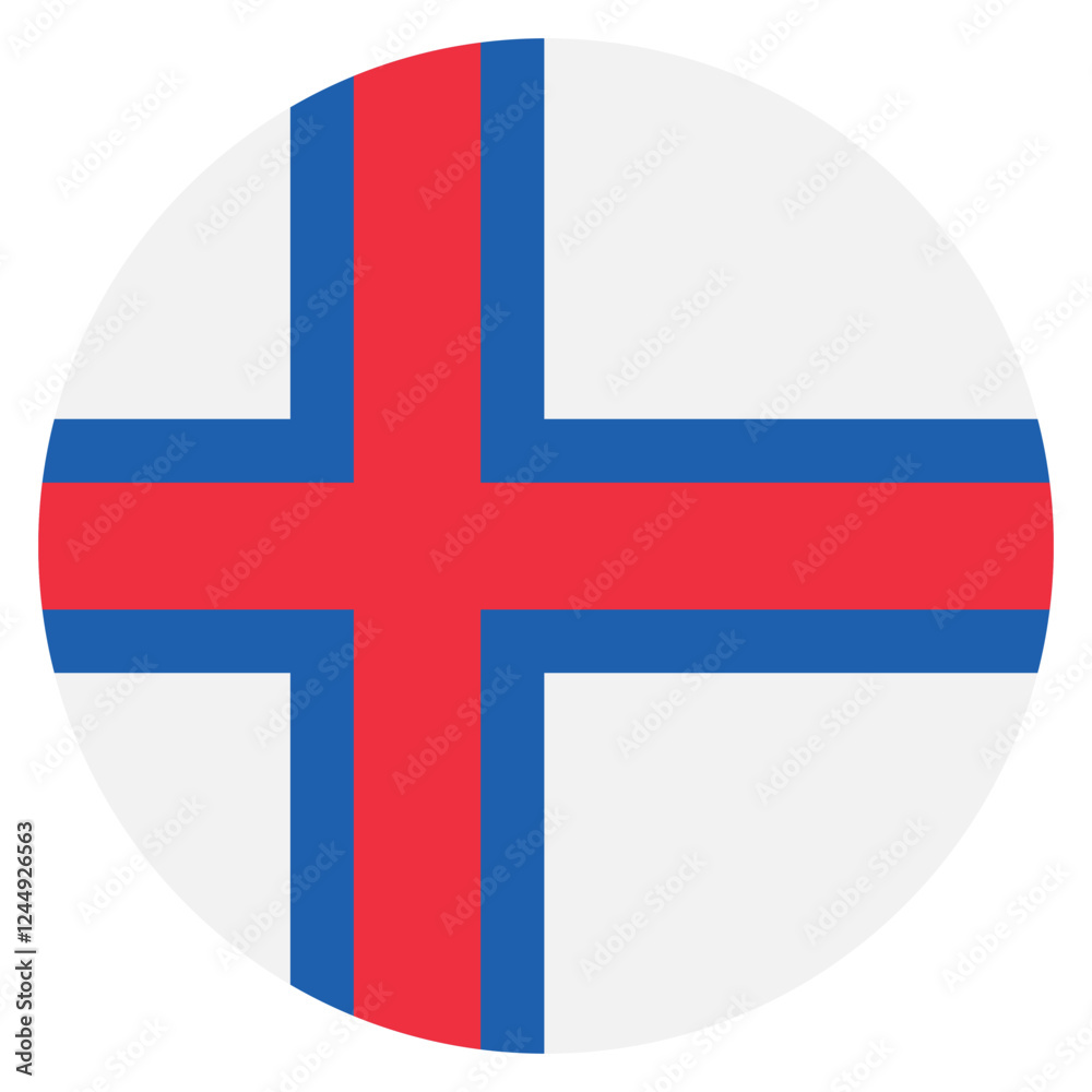 Fototapeta premium Faroe Islands flag. Faroe Islands circle flag logo icon computer vector illustration design