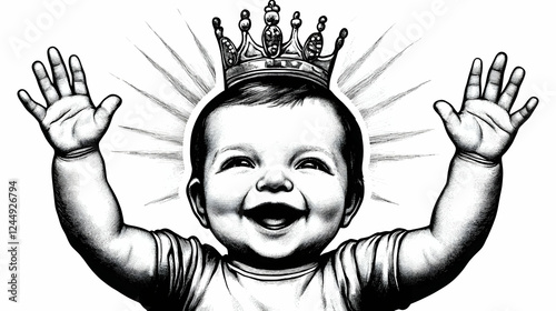 Joyful Baby Wearing Crown R...
