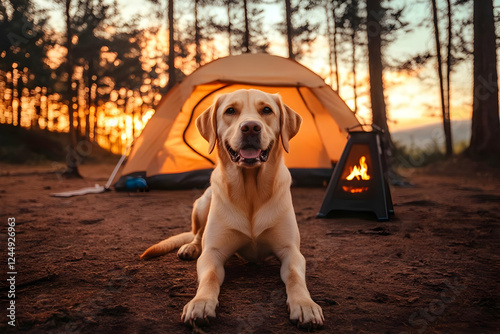 Happy Dog Lies Peacefully b...