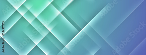 Gradient geometric background featuring abstract shapes in green and blue hues, perfect for presentations, website designs, and digital artwork projects.