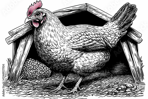Detailed Woodcut Illustrati...