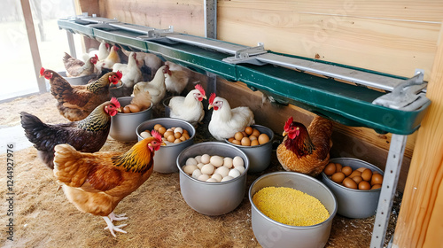 Hens Gather Around Buckets ...