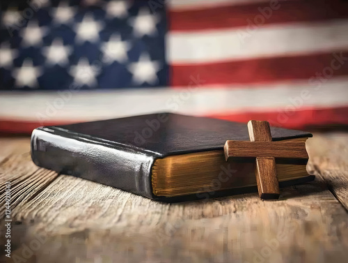 Holy Bible and Wooden Cross...