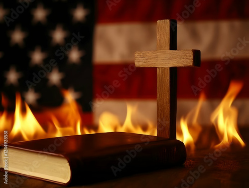 Wooden Cross Stands Tall Be...