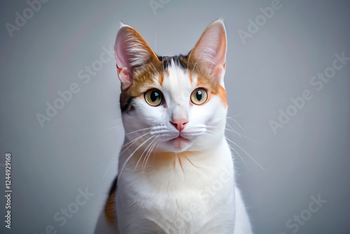 Elegant minimalist cat print featuring a cute Japanese Bobtail.
