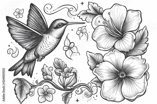 Hummingbird Hovers Graceful...