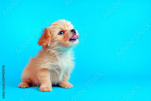 Fluffy Puppy Sits and Stick...