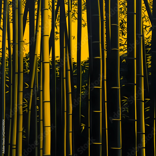 Dark Green Bamboo Forest St...