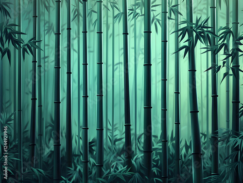 Misty Bamboo Forest Illustr...