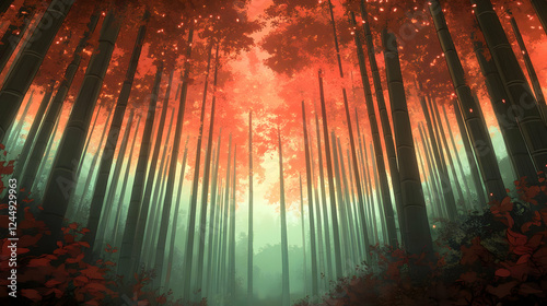 Mystical Bamboo Forest Illu...