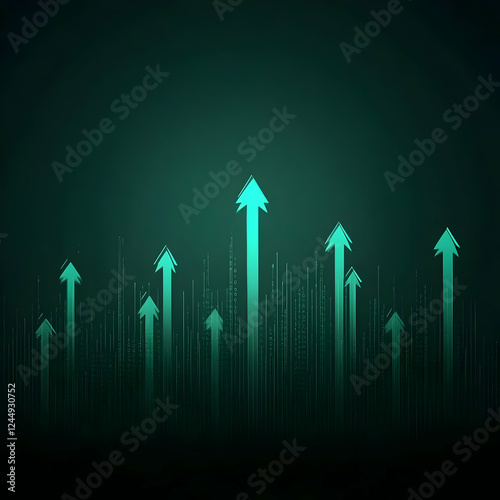 Glowing Green Arrows Rise o...
