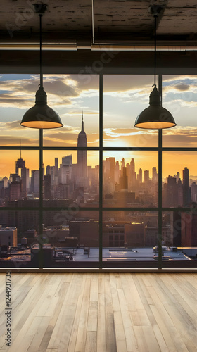 Empty Room Overlooking City...