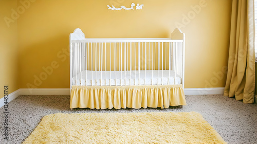 Empty White Crib Stands in ...