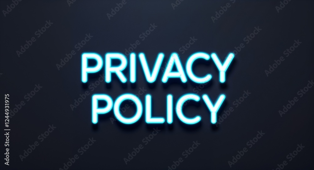 privacy policy word lettering with neon blue glow on plain black dark background privacy policy word lettering with neon blue glow on plain black dark background