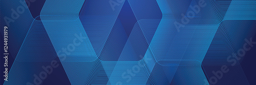 Digital futuristic technology concept with hexagons. Digital hexagonal blue abstract background. Geometric stripe line art design for poster, brochure, cover,