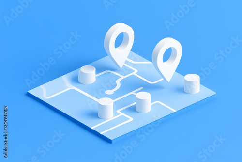 3D Map with Location Pins a...