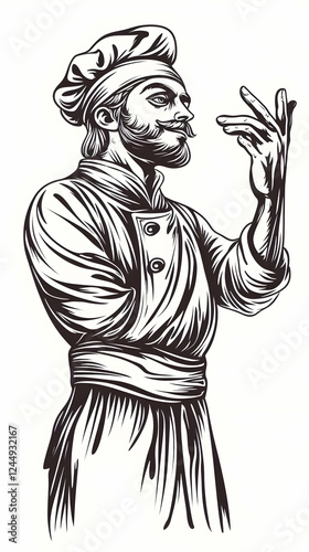 Bearded Chef Gestures with ...