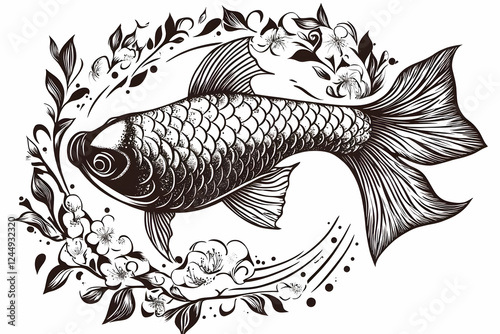 Fish Swims Gracefully Amids...