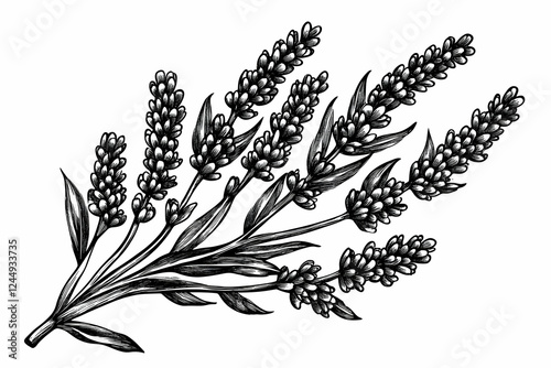 Detailed Lavender Sprig Ill...