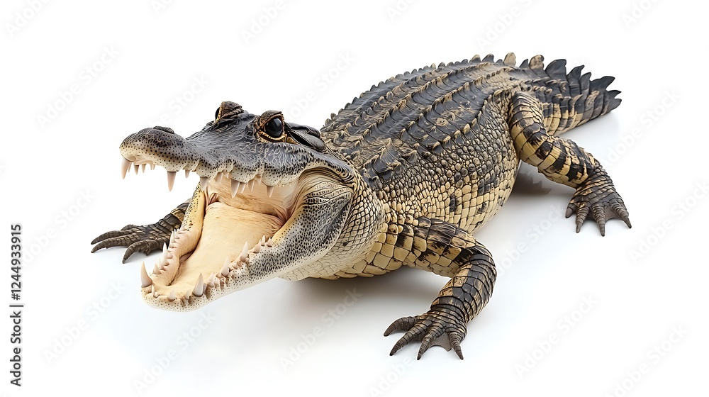 Obraz premium Spectacular Close-Up of a Young Alligator with Open Jaws