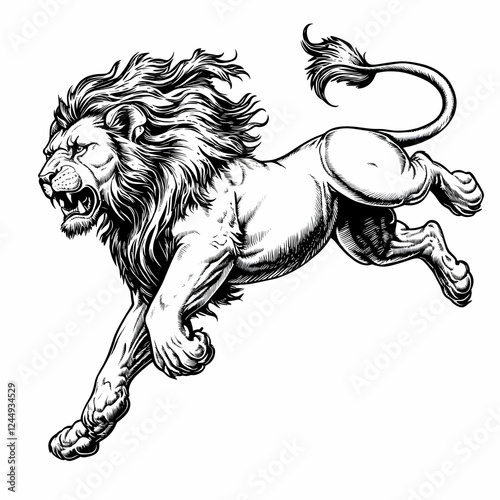 Pouncing Lion Illustration:...