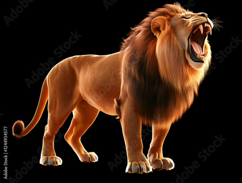 3D Illustration of a Roarin...