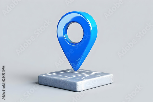 3D Blue Location Pin Icon H...