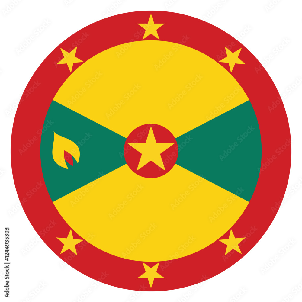 Fototapeta premium Grenada flag. Grenada circle flag logo icon computer vector illustration design