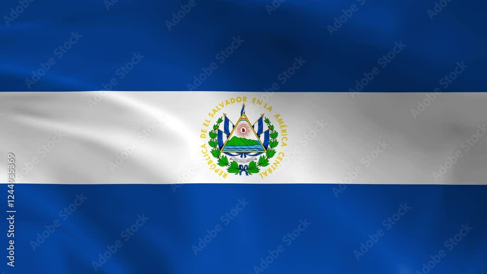 El Salvador flag waving animation, perfect looping, 4K video background, official colors, looping National El Salvador flag animation background 4k best choice and suit for your footage