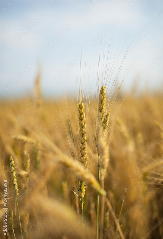 closeup selective focus shot of a beautiful wheat field on a sunny day closeup selective focus shot of a beautiful wheat field on a sunny day