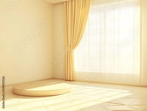 3D Render of Empty Beige Ro...