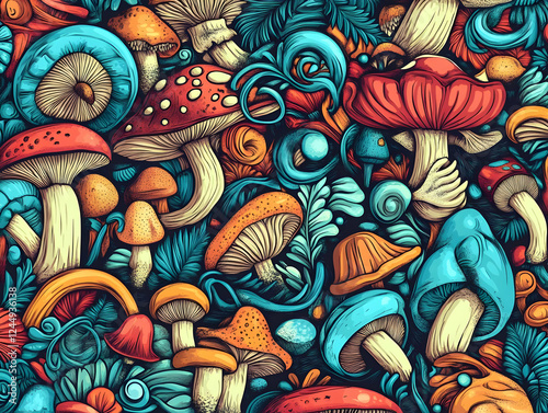 Colorful Mushrooms Pattern ...