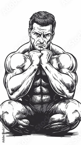 Muscular Man Sitting in Lot...