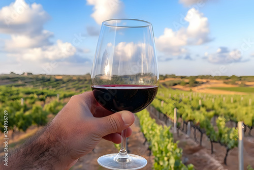 Hand Holds Glass of Red Win...