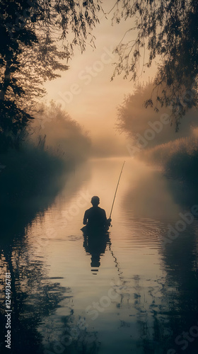 Solitary Fisherman Casts Li...