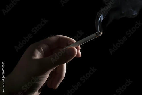 Hand Holds a Lit Cigarette ...