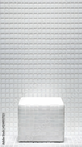 White Square Podium on Whit...