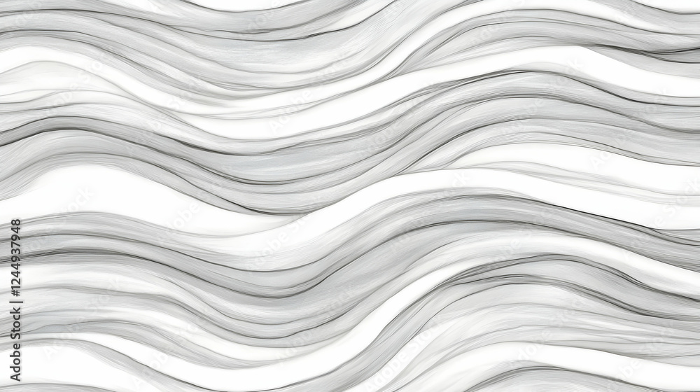 Fototapeta premium Abstract Gray and White Wavy Lines Background Creates a Smooth and Flowing Visual Effect.