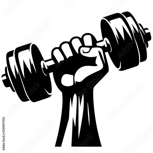 Silhouette of a hand holding a barbell