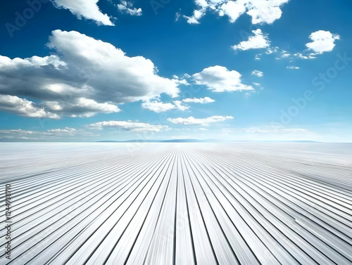White wooden planks stretch...