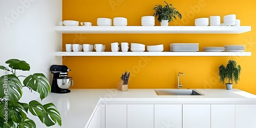 Modern white kitchen shows ...
