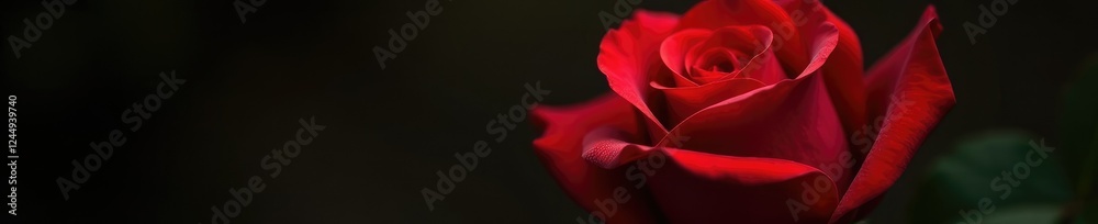 Velvety red petals of a single rose unfold like a soft rosebud, unfurling petals, petal texture Velvety red petals of a single rose unfold like a soft rosebud, unfurling petals, petal texture