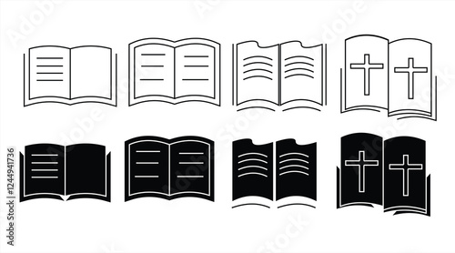 Bible icon, Closed book with Cross, eps 10 Isolated on white background Vector illustration.