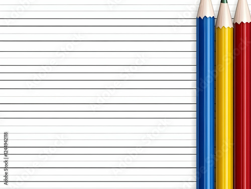 Colored Pencils Lie on Line...