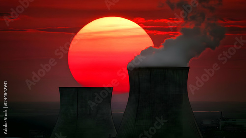 Cooling towers emit steam a...